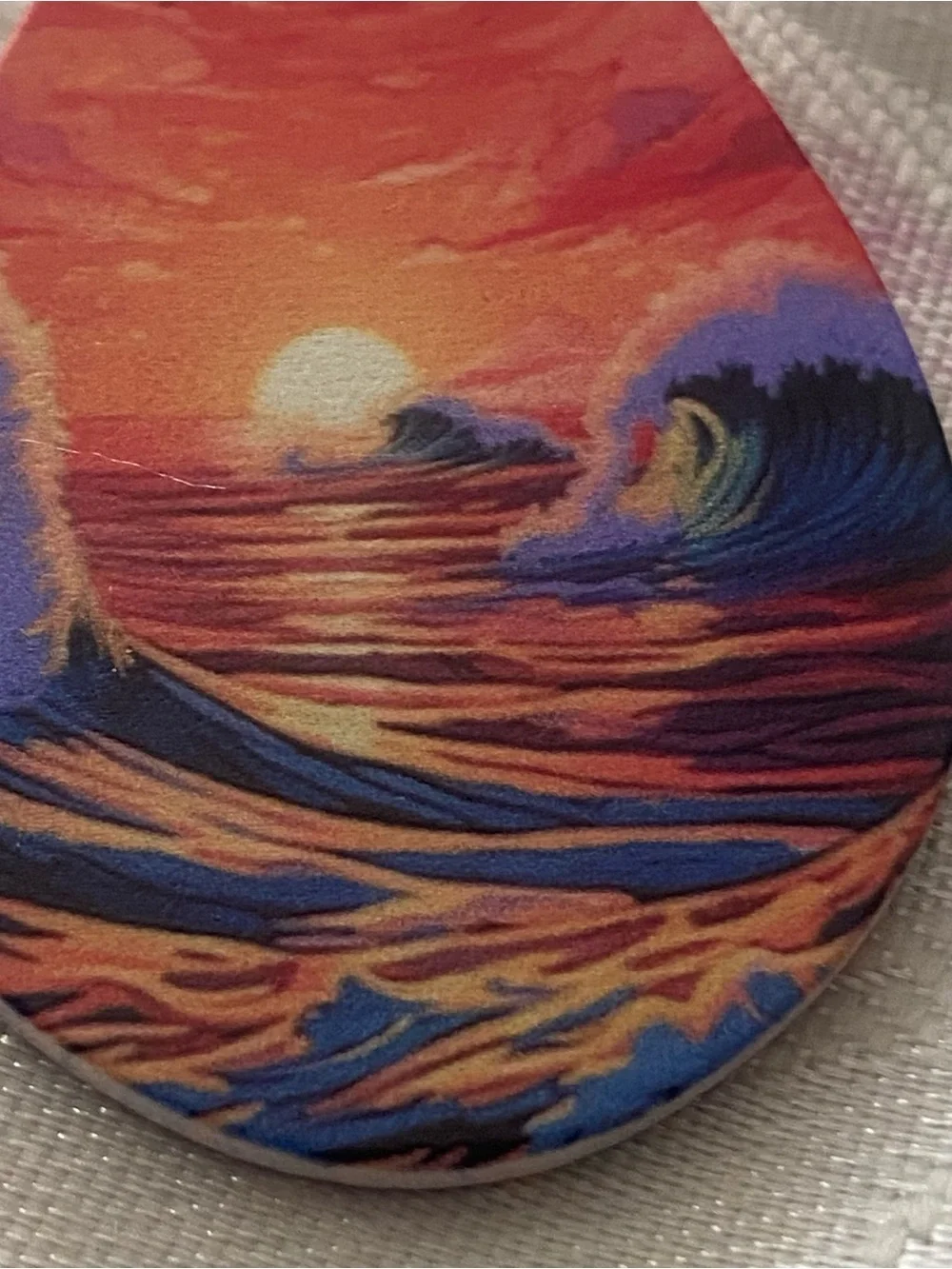 3” Dangle Earrings Teardrop Beach Sunset On The Ocean Acrylic Tropical Vacation